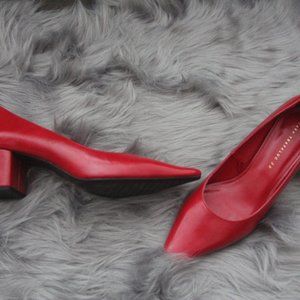 ZARA red block heel